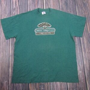 Vintage Tee-Jays Mesa Christian Center Shirt Mens XL Green Single Stitch Tee
